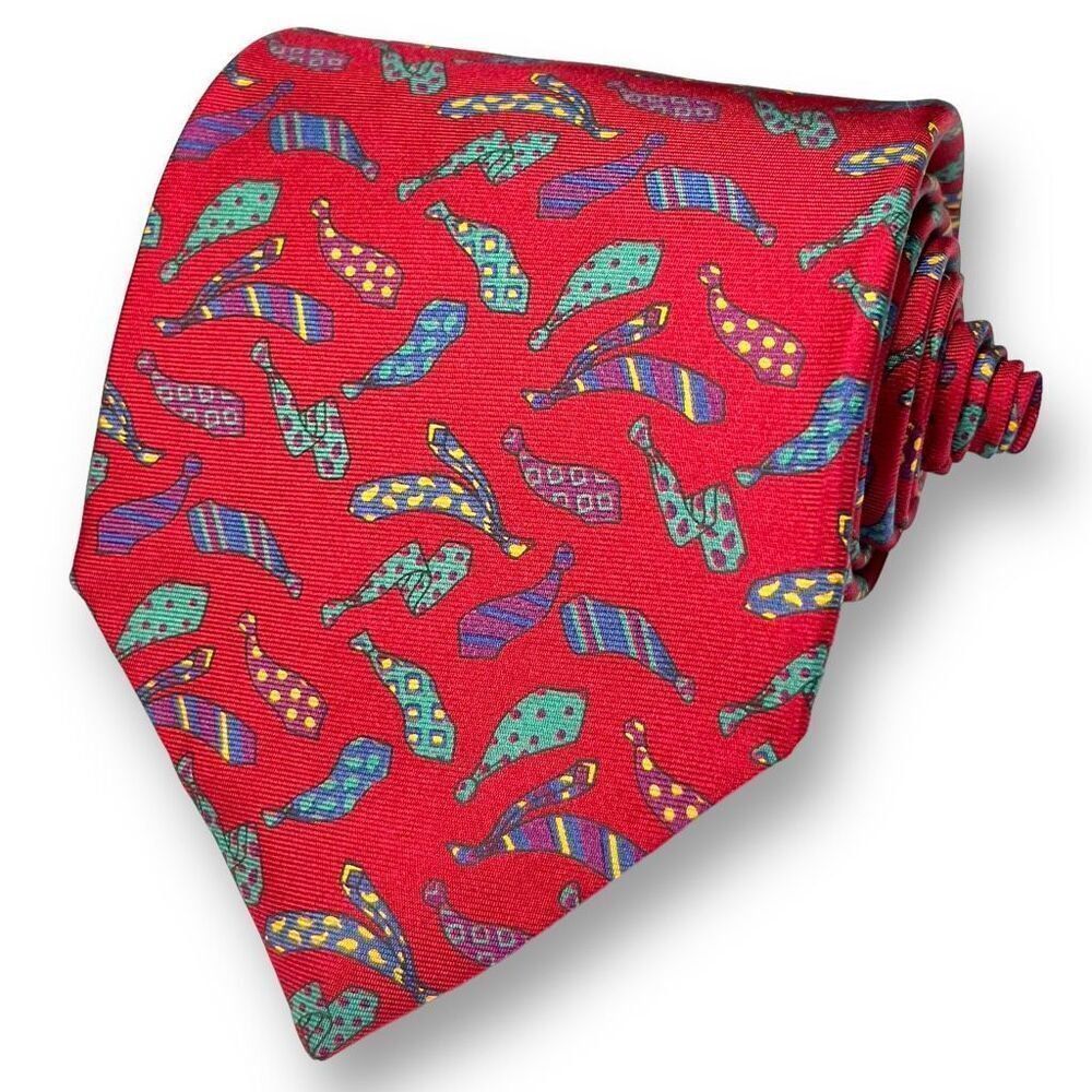 ROOSTER The King Size Men’s Extra Long Red Necktie Motif 100% Silk Novelty Tie